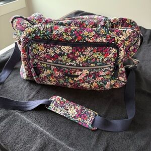 Floral Women's Bag with Navy Accents